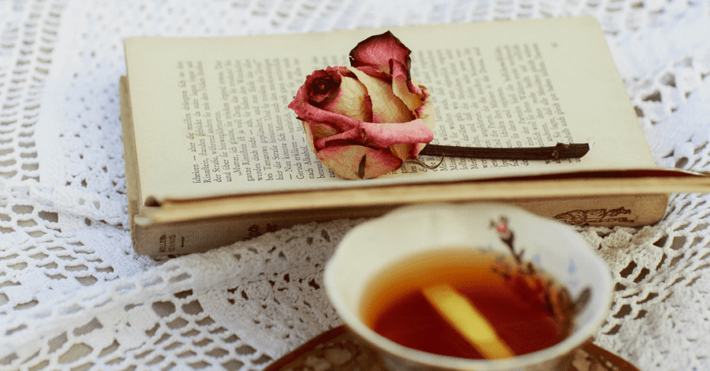 romance book with rose